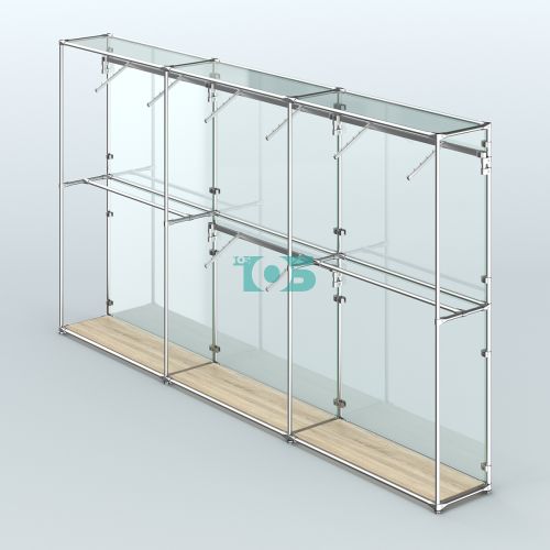 Торговая система ХРОМ (задняя стенка - стекло) 3600 мм с поручнями №6