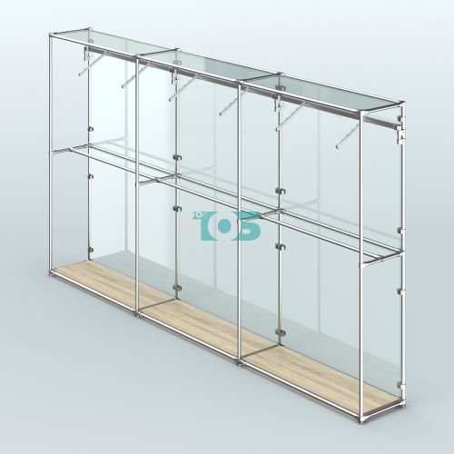 Торговая система ХРОМ (задняя стенка - стекло) 3600 мм с поручнями №7