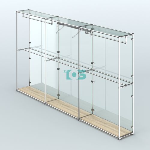Торговая система ХРОМ (задняя стенка - стекло) 3600 мм с поручнями №8