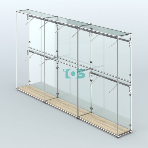 Торговая система ХРОМ (задняя стенка - стекло) 3600 мм с поручнями №9