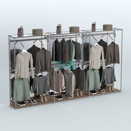 Торговая система ХРОМ (задняя стенка - зеркало) 3600 мм с поручнями №2