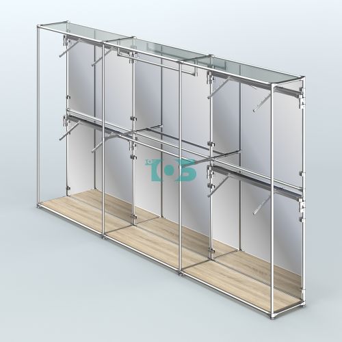 Торговая система ХРОМ (задняя стенка - зеркало) 3600 мм с поручнями №2