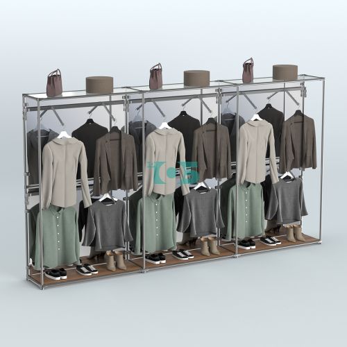 Торговая система ХРОМ (задняя стенка - зеркало) 3600 мм с поручнями №4