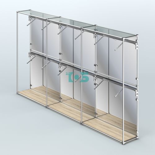 Торговая система ХРОМ (задняя стенка - зеркало) 3600 мм с поручнями №4