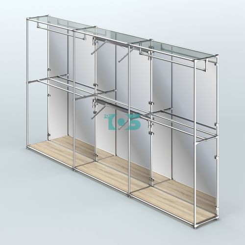 Торговая система ХРОМ (задняя стенка - зеркало) 3600 мм с поручнями №5