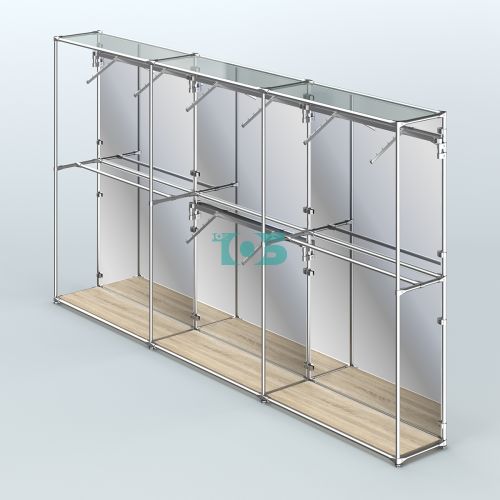 Торговая система ХРОМ (задняя стенка - зеркало) 3600 мм с поручнями №6