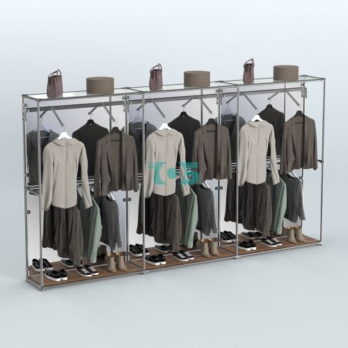 Торговая система ХРОМ (задняя стенка - зеркало) 3600 мм с поручнями №7