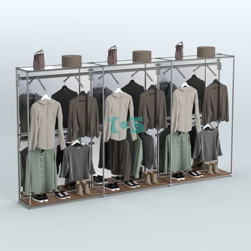 Торговая система ХРОМ (задняя стенка - зеркало) 3600 мм с поручнями №9