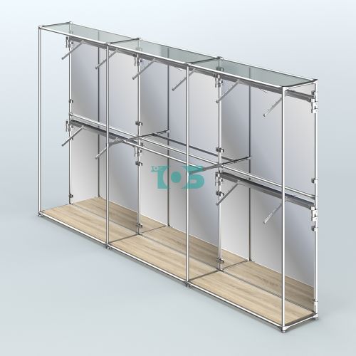 Торговая система ХРОМ (задняя стенка - зеркало) 3600 мм с поручнями №9