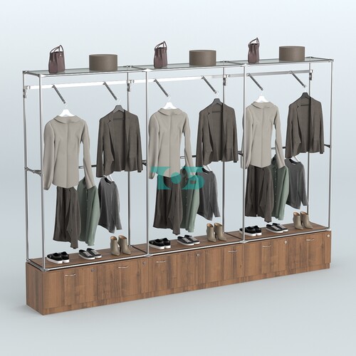 Торговая система ХРОМ без ДСП 3600 мм №7 с тумбами Т-15, Т-11 и поручнями