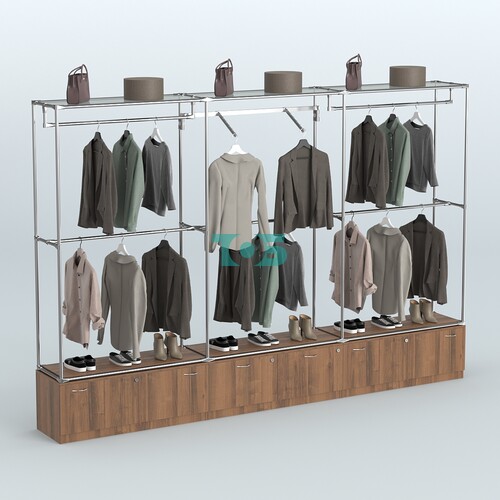 Торговая система ХРОМ без ДСП 3600 мм №8 с тумбами Т-11, Т-15 и поручнями