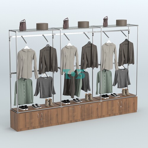 Торговая система ХРОМ без ДСП 3600 мм №9 с тумбами Т-21, Т-15 и поручнями