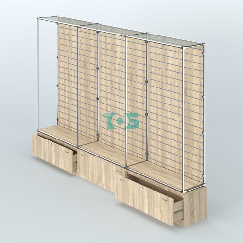 Торговая система ХРОМ (задняя стенка - Экономпанель) №8 с тумбами Т-11