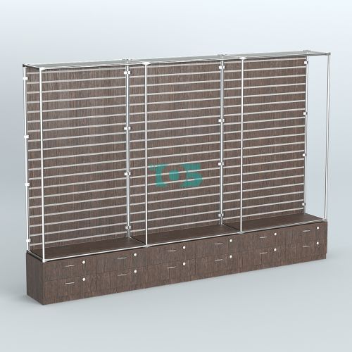 Торговая система ХРОМ (задняя стенка - Экономпанель) №9 с тумбами Т-14