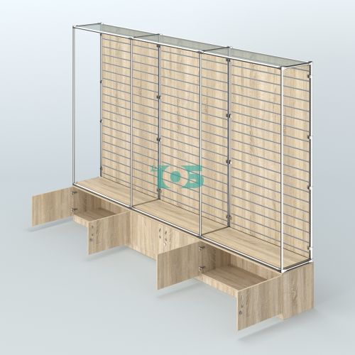 Торговая система ХРОМ (задняя стенка - Экономпанель) №11 с тумбами Т-21