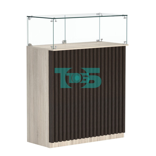 Торговый прилавок прямоугольный с планками и стеклянным колпаком ВЕРТИКАЛЬ №1 УЦ