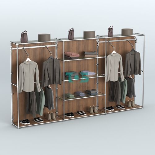 Торговая система ХРОМ (задняя стенка - ДСП) 3600 мм с прозрачными полками и поручнями №10