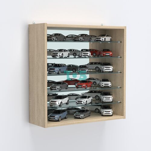 Витрина настенная №201-6Г открытая зеркальная с пятью полками из стекла