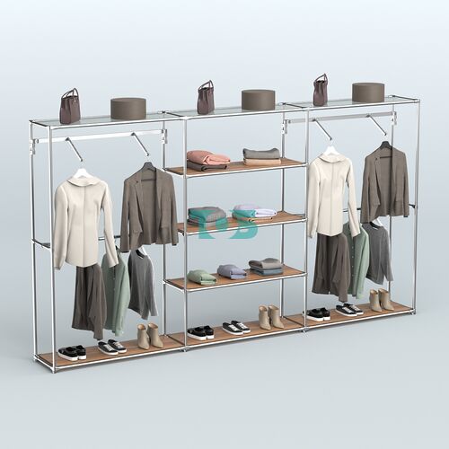 Торговая система ХРОМ без ДСП 3600 мм с полками ДСП и поручнями №10