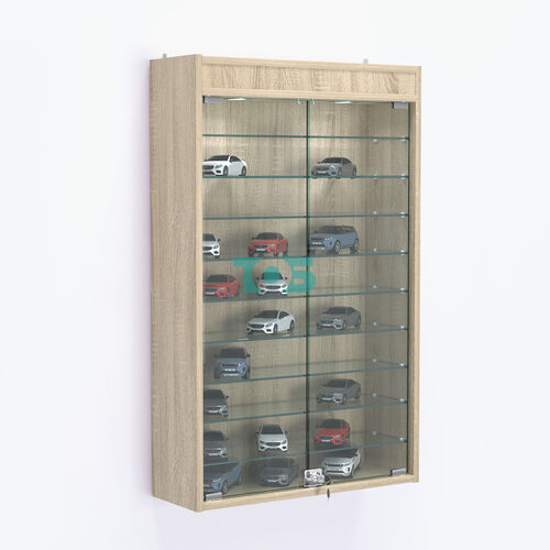 Витрина настенная №202-7А высокая с девятью полками и подсветкой