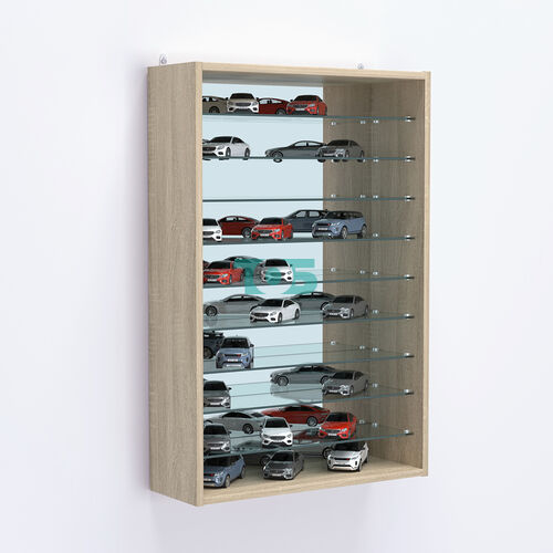 Витрина настенная №202-6Г открытая с девятью полками и зеркалом