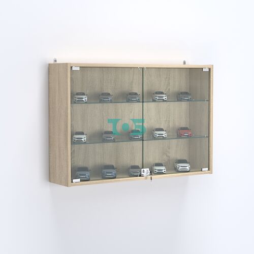 Витрина настенная №203-1А широкая со стеклянными полками