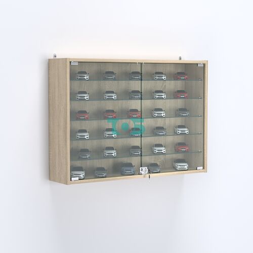 Витрина настенная №203-5А широкая с пятью стеклянными полками