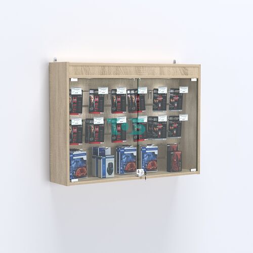 Витрина настенная №203-2Б широкая со встроенной подсветкой 