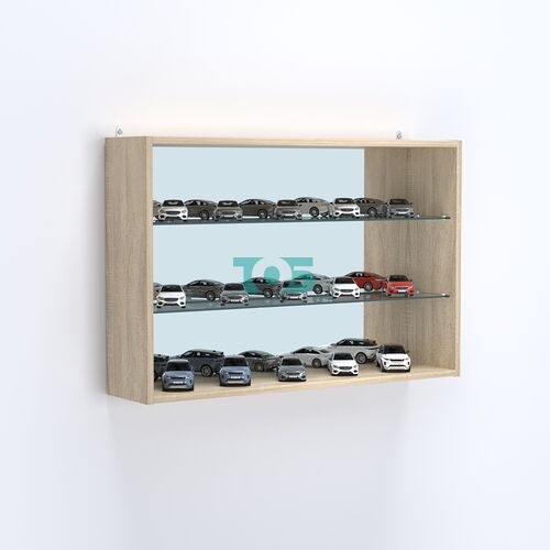 Витрина настенная №203-2Г с двумя полками из стекла и зеркалом