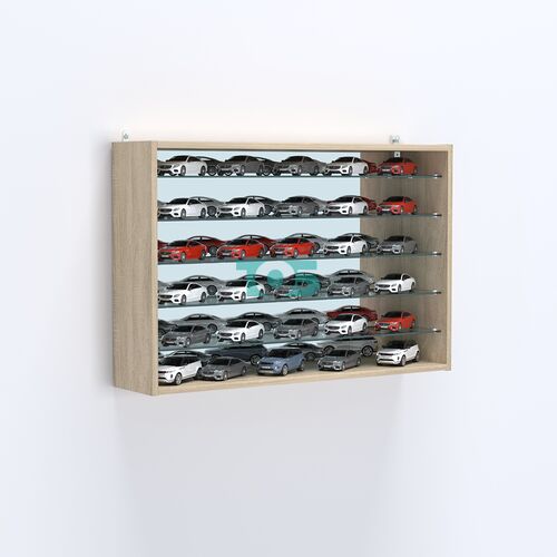 Витрина настенная №203-6Г открытая зеркальная с пятью полками из стекла