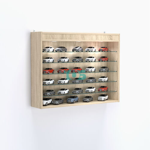 Витрина настенная №203-7Г открытая с пятью полками и фризом