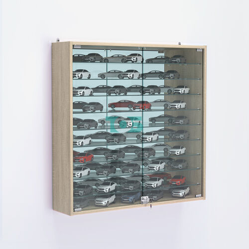 Витрина настенная №204-6А зеркальная с девятью полками