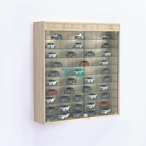 Витрина настенная №204-7А с фризом и девятью стеклянными полками