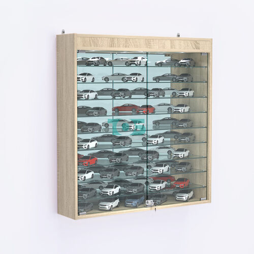 Витрина настенная №204-8А зеркальная с верхним светом и девятью полками