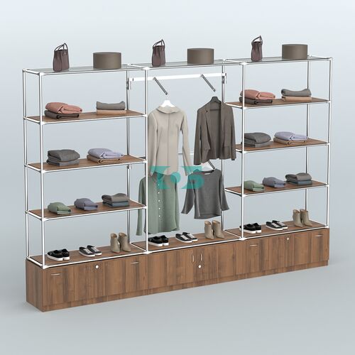 Торговая система ХРОМ без ДСП 3600 мм с тумбами Т11, Т21, полками ДСП и поручнями №4