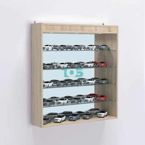 Витрина настенная №204-4Г зеркальная с прозрачными полками и подсветкой