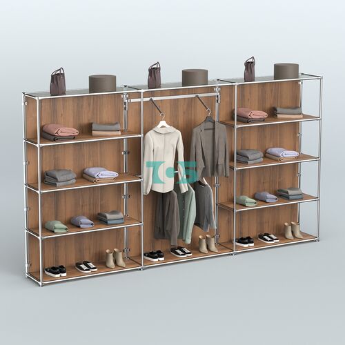 Торговая система ХРОМ (задняя стенка - ДСП) 3600 мм с полками ДСП и поручнями №9