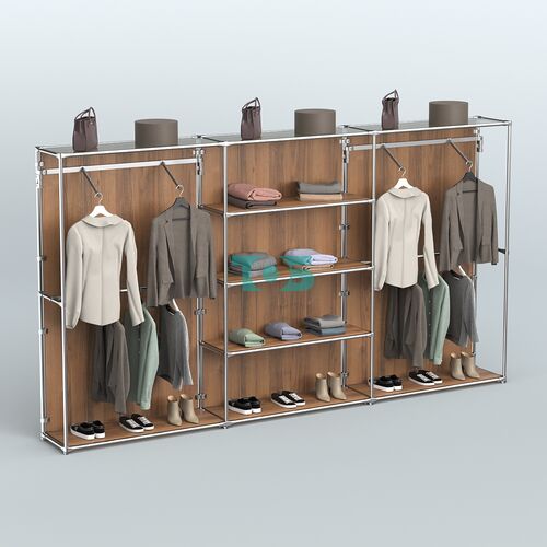 Торговая система ХРОМ (задняя стенка - ДСП) 3600 мм с полками ДСП и поручнями №10