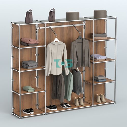 Торговая система ХРОМ (задняя стенка - ДСП) 2430 мм с полками ДСП и поручнями №11