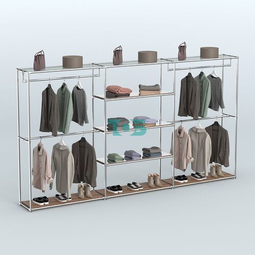 Торговая система ХРОМ без ДСП 3600 мм с зеркальными полками и поручнями №2