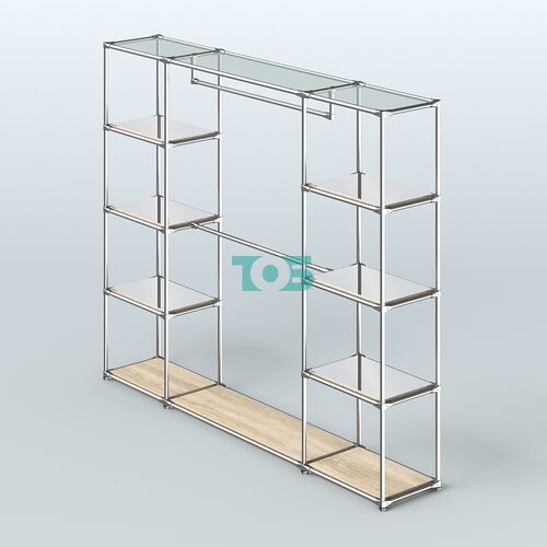 Торговая система ХРОМ без ДСП 2430 мм с зеркальными полками и поручнями №3