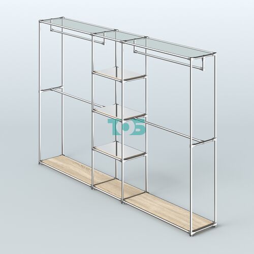 Торговая система ХРОМ без ДСП 3030 мм с зеркальными полками и поручнями №4