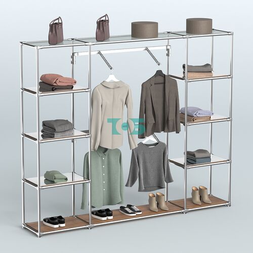 Торговая система ХРОМ без ДСП 2430 мм с зеркальными полками и поручнями №7