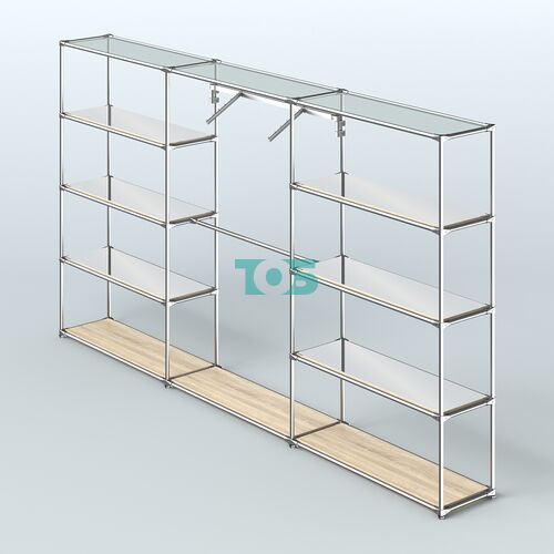 Торговая система ХРОМ без ДСП 3600 мм с зеркальными полками и поручнями №9