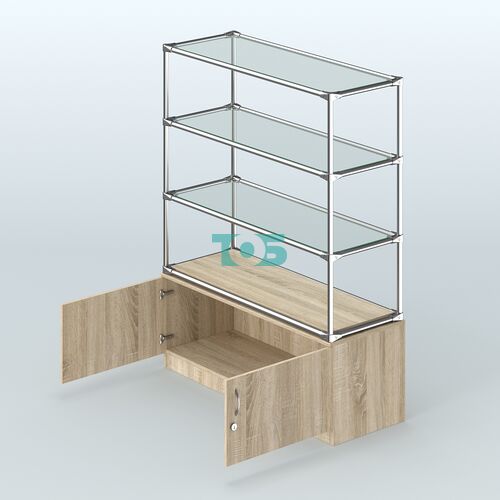 Островная торговая система ХРОМ 1200 мм с тумбами №5