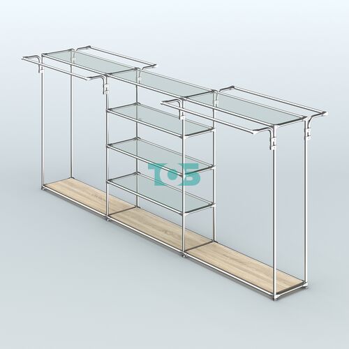 Островная торговая система ХРОМ 3600 мм с поручнями №7