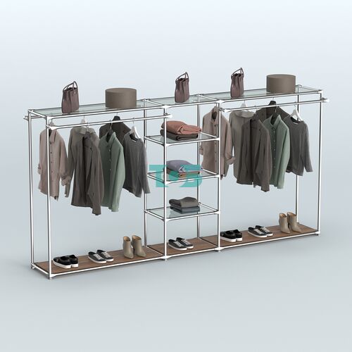 Островная торговая система ХРОМ 3600 мм с поручнями №10