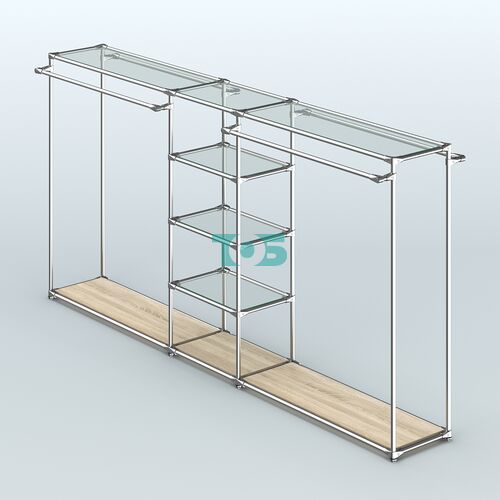 Островная торговая система ХРОМ 3600 мм с поручнями №10