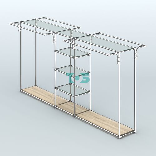 Островная торговая система ХРОМ 3600 мм с поручнями №11