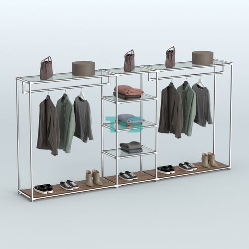 Островная торговая система ХРОМ 3600 мм с поручнями №12